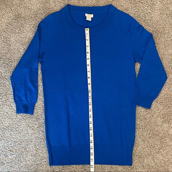 J. Crew Factory Charley 3/4 Sleeved Sweater. Blue. 100% Merino Wool. Size XS. - Picture 4 of 5